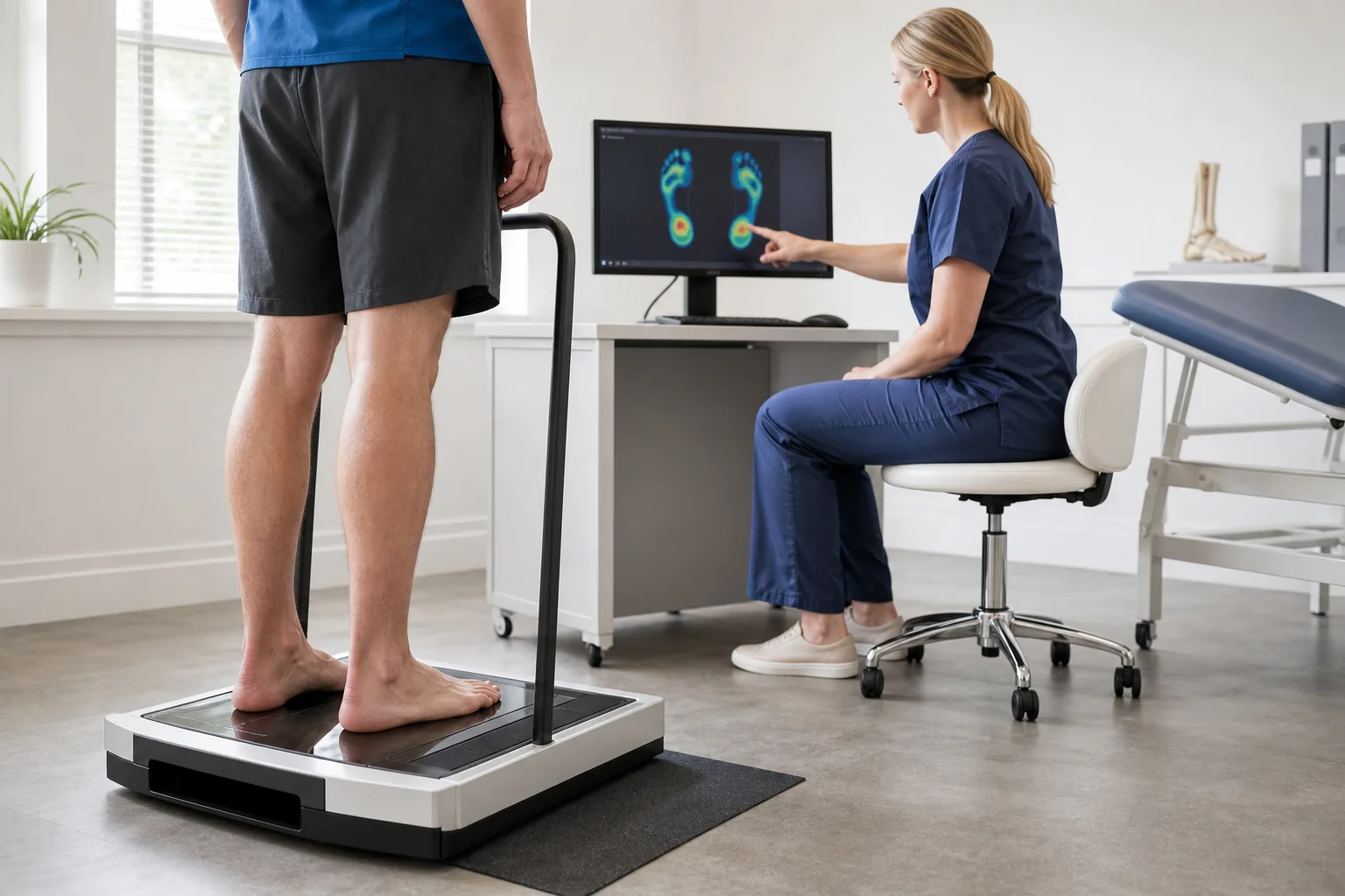 Podiatrist creating a digital foot scan for custom orthotics