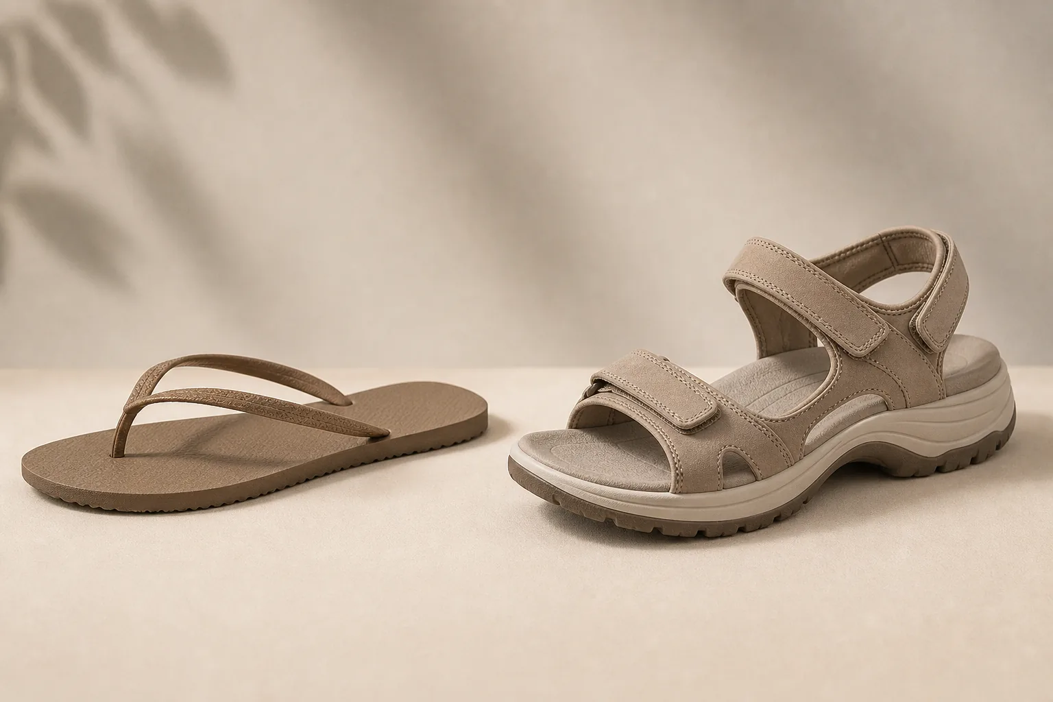 Comparison of a flat flip-flop and a supportive sandal for heel pain